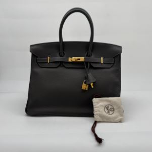 Hermès Etain Clemence Birkin 35 Gold Hardware Stamp N In Square Year 2010