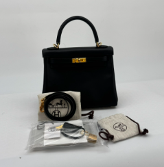 Hermès Black Swift Leather Kelly 25 Gold Hardware Stamp B Year 2023 Full Set