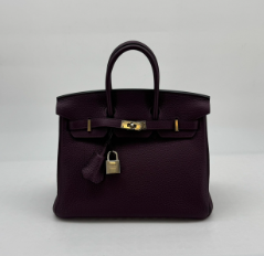 Hermès Raisin Clemence Birkin 25 Palladium Hardware Stamp U Year 2022