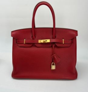 Hermès Vermillion Togo Birkin 35 Gold Hardware Stamp O In Square Year 2011