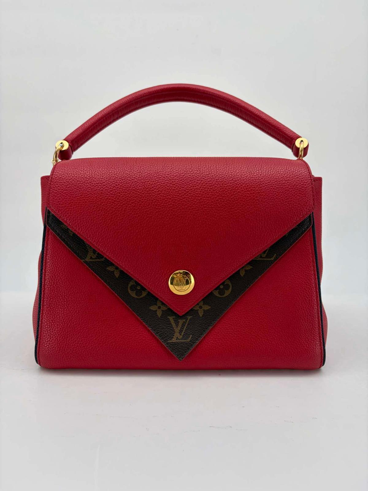 Louis Vuitton Red Leather Double V Top Handle Bag
