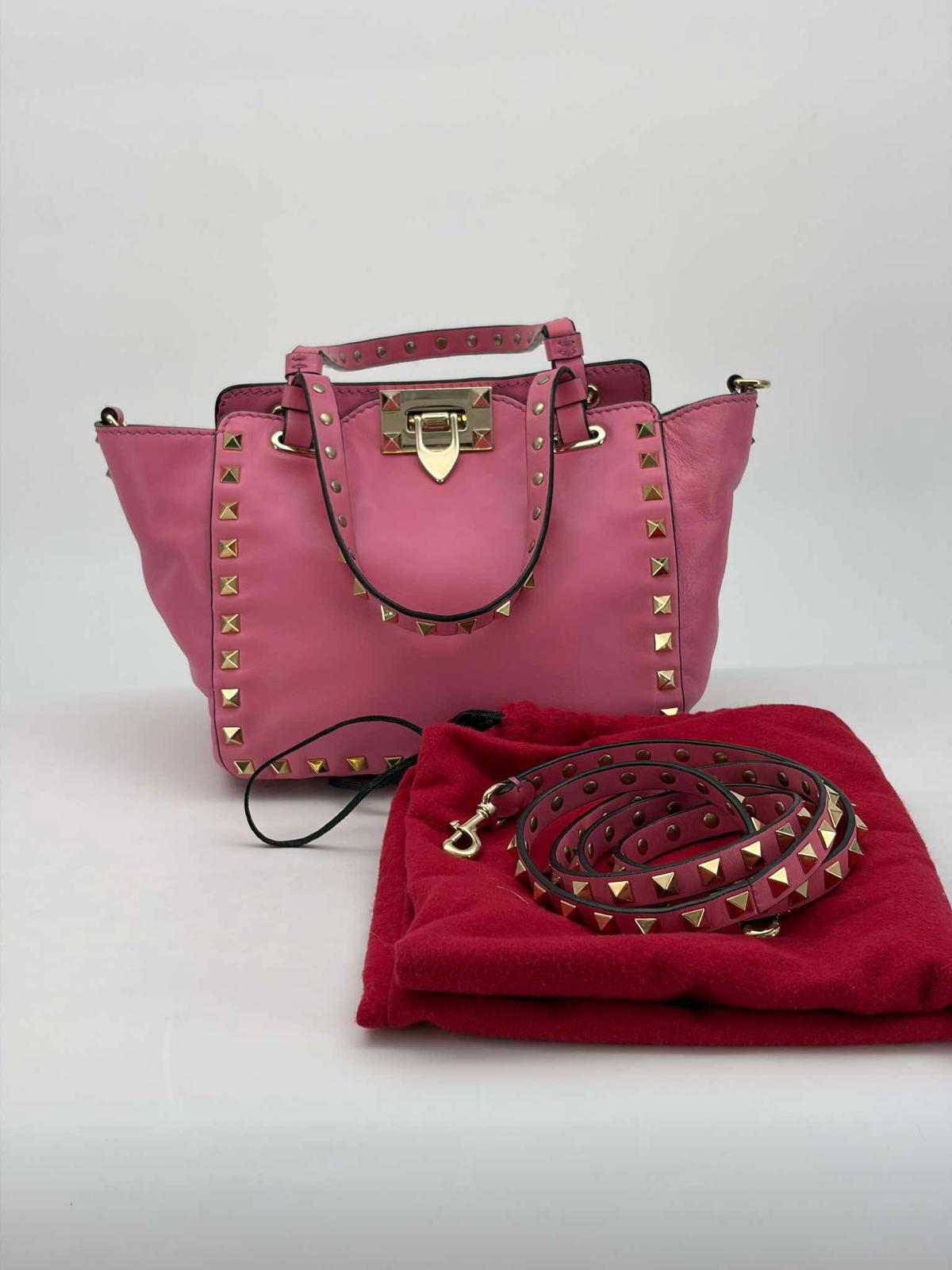 Valentino Garavani Pink Calfskin Rockstud Two-Way Bag