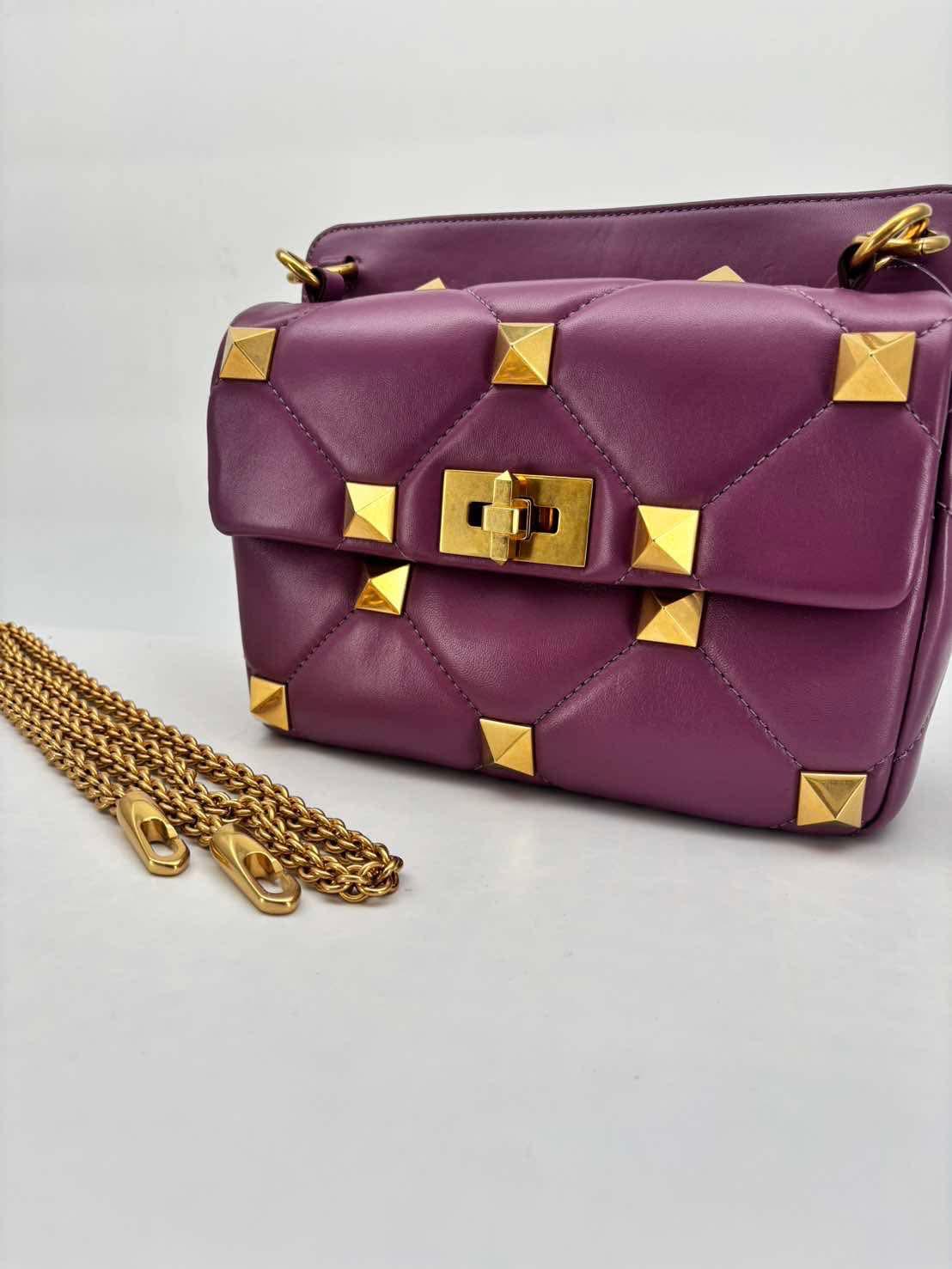 Valentino Garavani Purple Rockstud Top Handle Crossbody