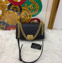 Chanel CC Boy old medium navy Caviar