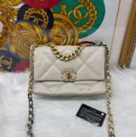 CHANEL ivory quilted lambskin leather