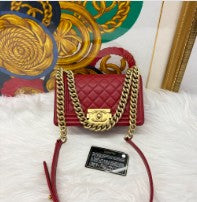 Chanel CC Boy Small Red Caviar