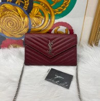 SAINT LAURENT burgundy grain de poudre leather