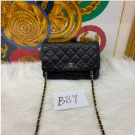 Chanel black caviar wallet on chain with seal series 21 (2015/16)