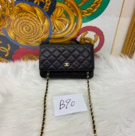 Chanel black caviar wallet on chain with seal series 28