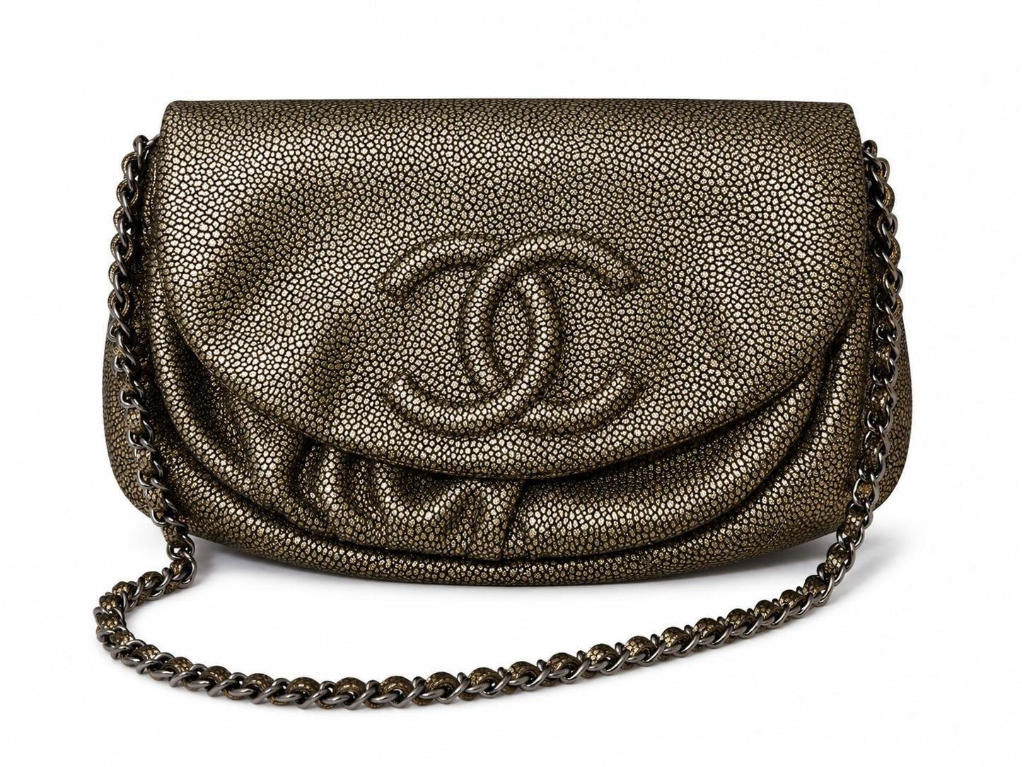 Chanel Bronze Speckled Caviar Flap Crossbody