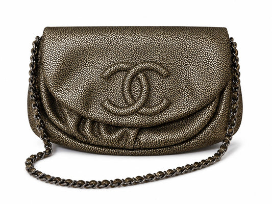 Chanel Bronze Speckled Caviar Flap Crossbody