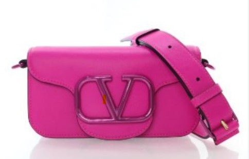 Valentino Hot Pink Leather Logo Crossbody