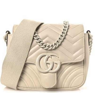 Gucci White Mini GG Marmont Crossbody Bag