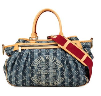Louis Vuitton Limited Edition Denim Monogram Porte Epaule Raye GM Bag