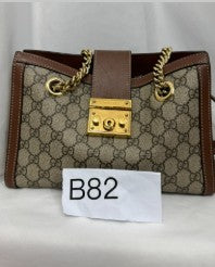 Gucci Canvas/Brown Leather Padlock Small