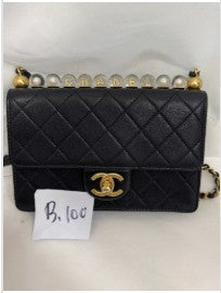 Chanel Black Lambskin Pearl Top Handle Flap Crossbody 2020