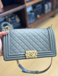 Chanel Grey Caviar Medium Size Le Boy