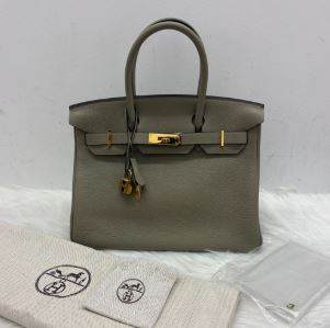 Hermès Gris Mouette Clemence Leather Birkin 30 - Stamp X, Year 2016