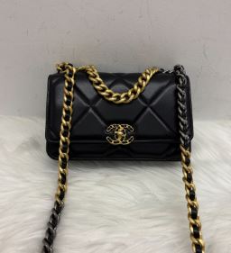 Chanel Black Lambskin 19 Wallet on Chain
