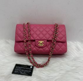 Chanel Pink Lambskin Double Flap - Series 27