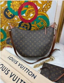 LOUIS VUITTON monogram large size looping hobo gold hardware with pouch and chainstrap (microchipped0