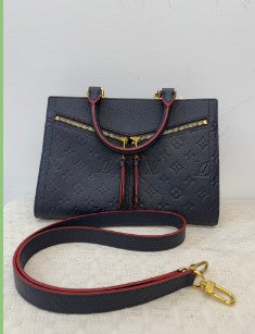 LOUIS VUITTON navy sully PM size crossbody gold hardware with strap