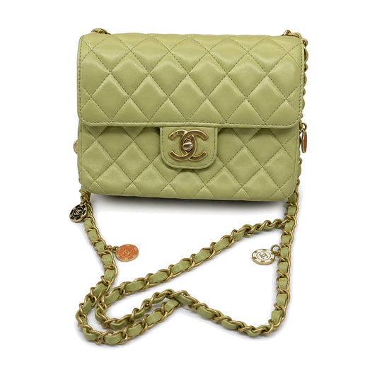 Chanel Green Lambskin Square Flap With Lucky Charm Chain - SKU: LSCCJ07280058