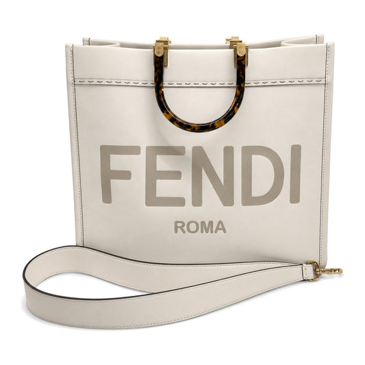 Fendi White Leather Medium Sunshine Tote - SKU: LSCCJ07280066