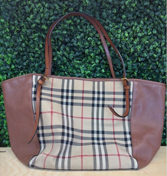 BURBERRY Nova Check Canvas Tote Bag