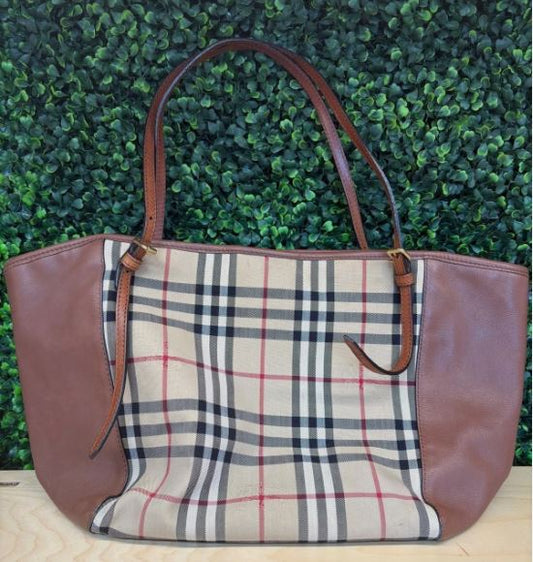 BURBERRY Nova Check Canvas Tote Bag