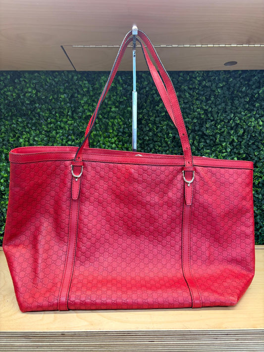 GUCCI Micro GG Canvas Micro Guccissima Bag Leather Red Gold 309613 Auth 138140