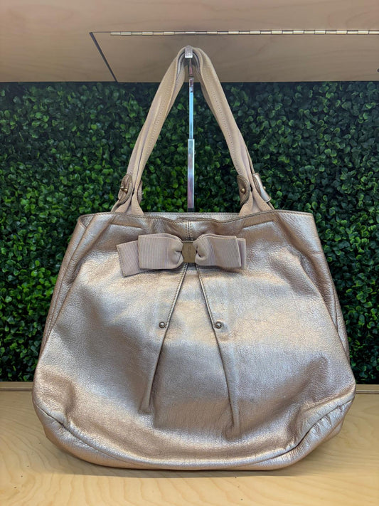 Salvatore Ferragamo Vala Tote Bag Leather Gold Auth 141929