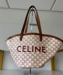 Celine White Triophe Summer Tote Bag