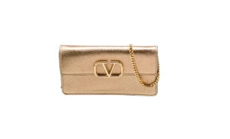 Valentino Metallic Grainy Wallet On Chain