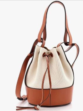 Loewe beige canvas-brown leather bucket bag with dust bag