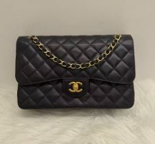 Chanel CC Black Caviar Jumbo Double Flap Series 16