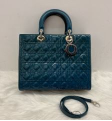 Christian Dior Blue Patent Leather Medium Lady Dior - SKU: LSCJ08110055