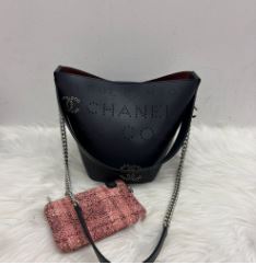 Chanel Navy Bucket Bag With Pouch, Series 27 - SKU: LSCJ08110088