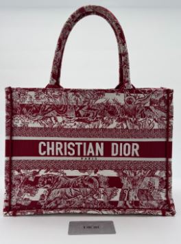 Christian Dior Red Medium Embroidery Book Tote