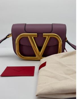 Valentino Lilac Calf Leather SuperVee Crossbody