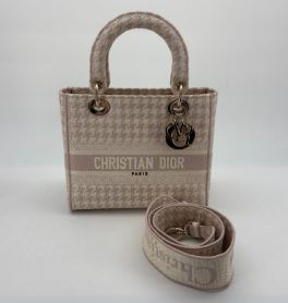 Dior Pink Houndstooth Medium D-Lite Bag