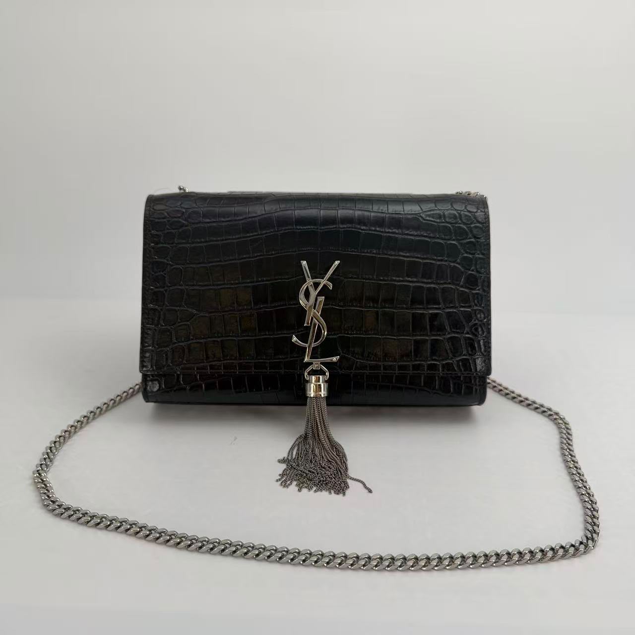 Saint Laurent Black Embossed Calfskin Medium Kate Crossbody - SKU: LSCJ082600106
