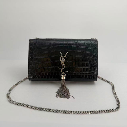 Saint Laurent Black Embossed Calfskin Medium Kate Crossbody - SKU: LSCJ082600106