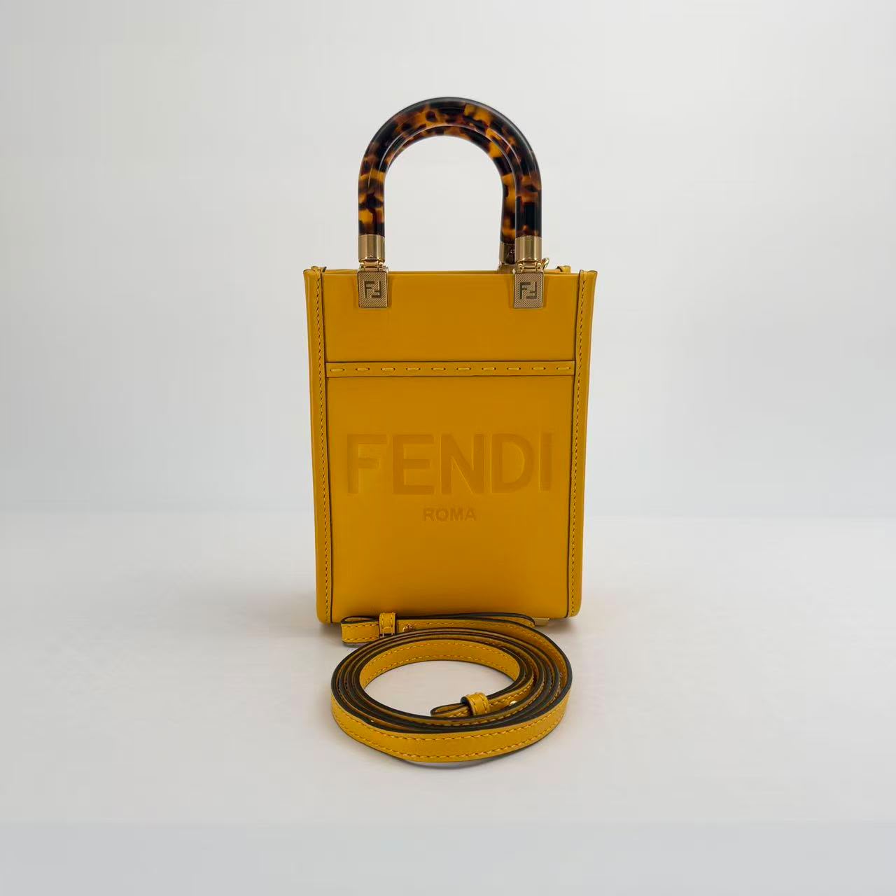 Fendi Yellow Mini Sunshine Crossbody Bag with Shoulder Strap - SKU: LSCJ082600109