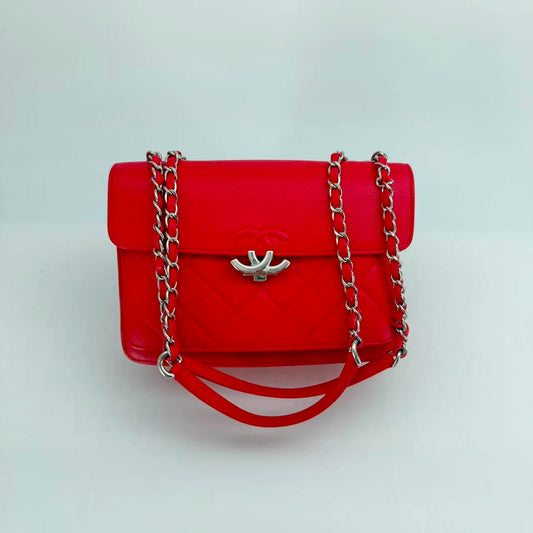 Chanel Red Calfskin Box Flap Crossbody with Silver Hardware and Seal, Series 23, 2017 - SKU: LSCJ082600120