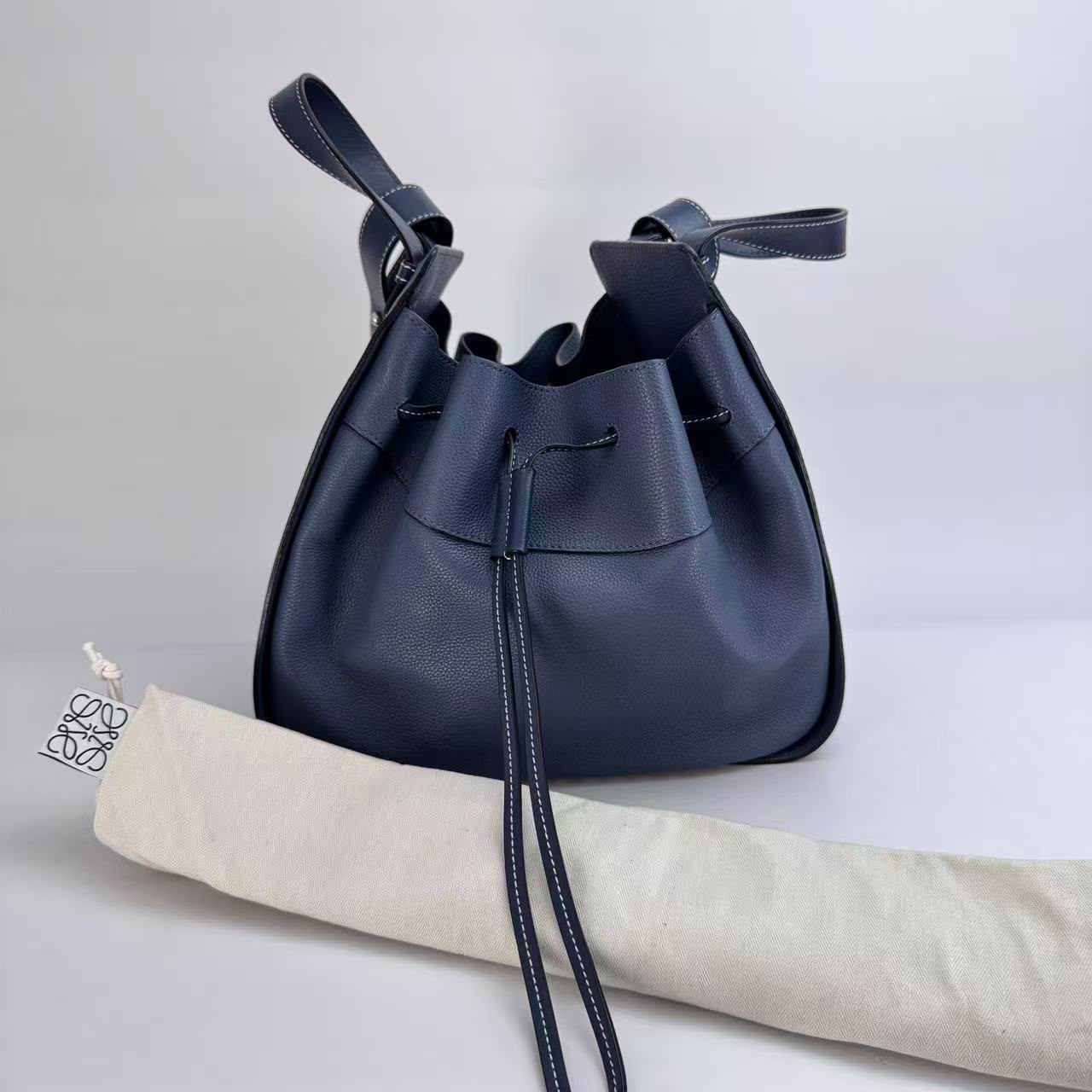 Loewe Blue Calfskin Medium Hammock Bag with Shoulder Strap - SKU: LSCJ082600159