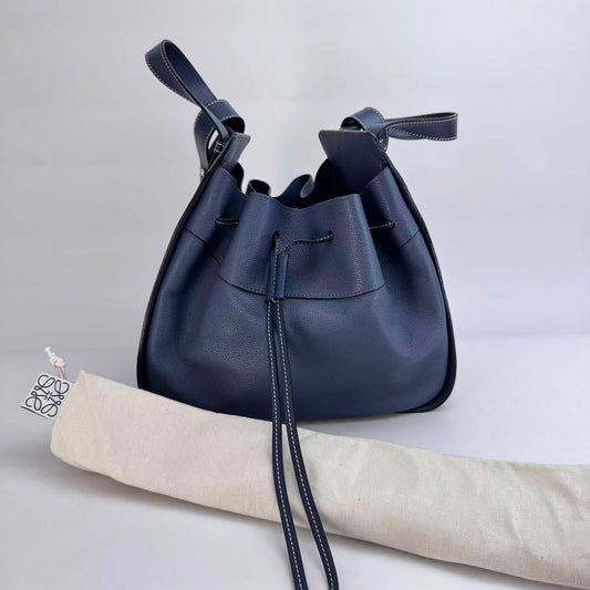 Loewe Blue Calfskin Medium Hammock Bag with Shoulder Strap - SKU: LSCJ082600159