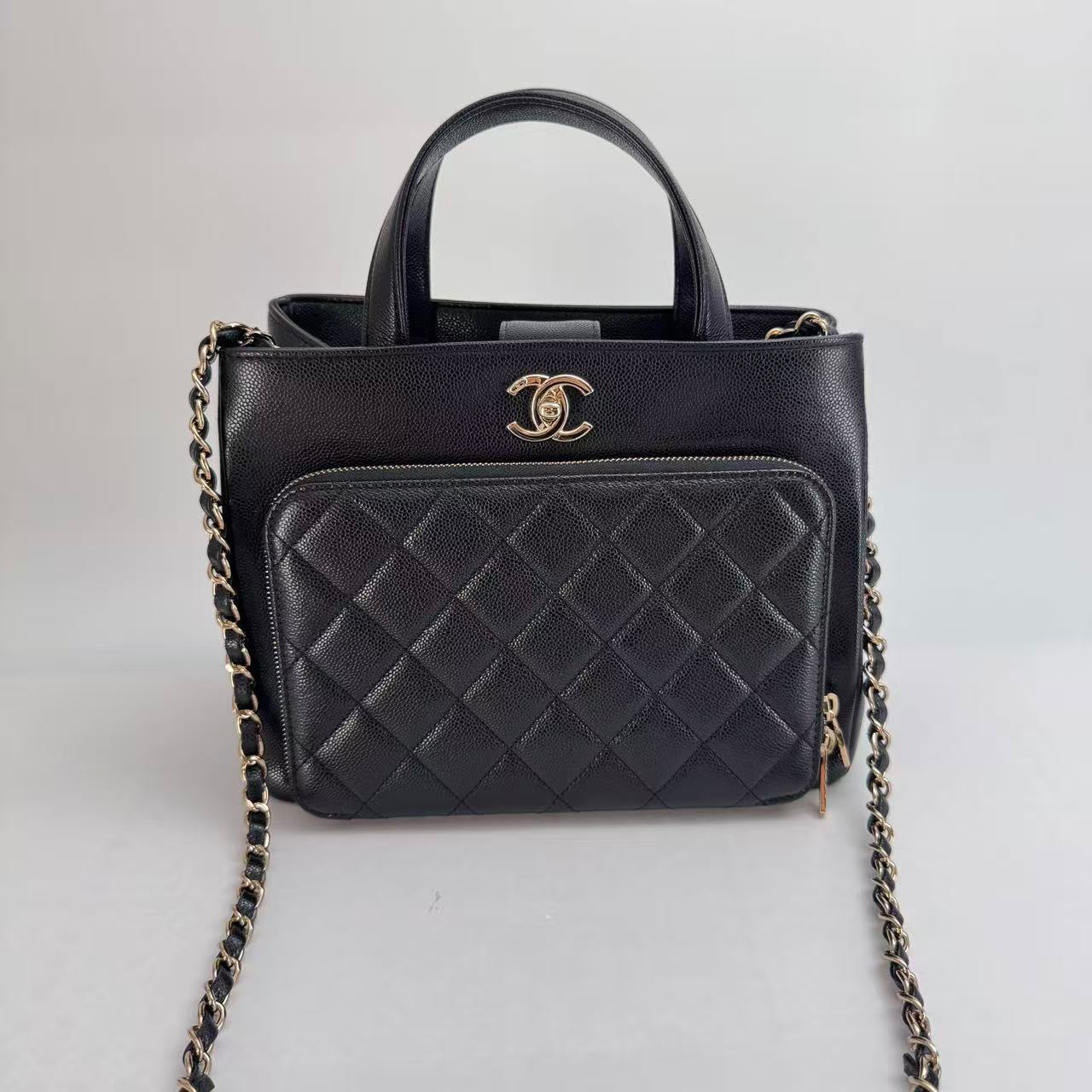 Chanel Black Caviar Leather Business Affinity Tote with Champagne Gold Hardware, Microchipped - SKU: LSCJ082600172