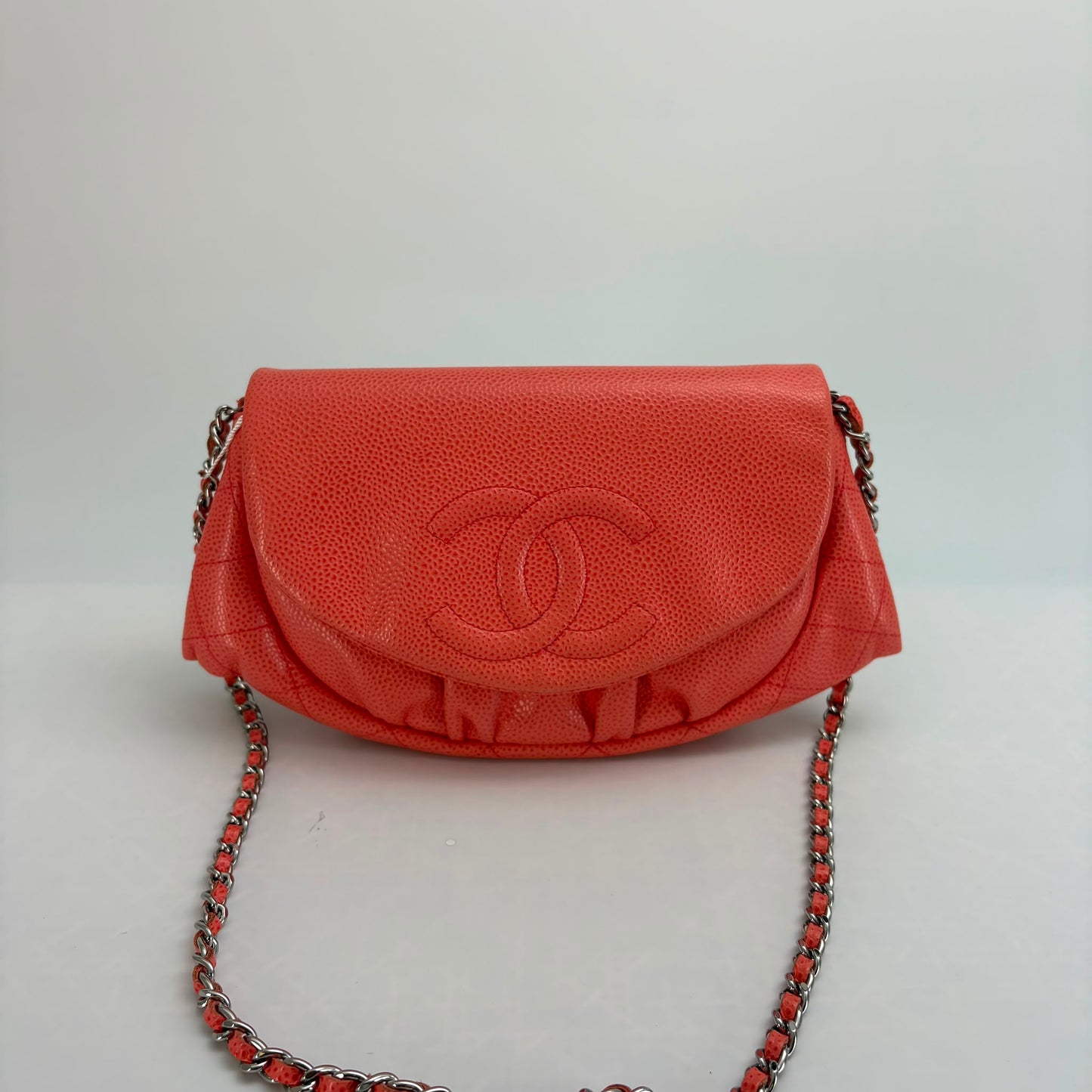 Chanel Coral Timeless Wallet on Chain with Silver Hardware and Seal, Series 17 - SKU: LSCJ082600178