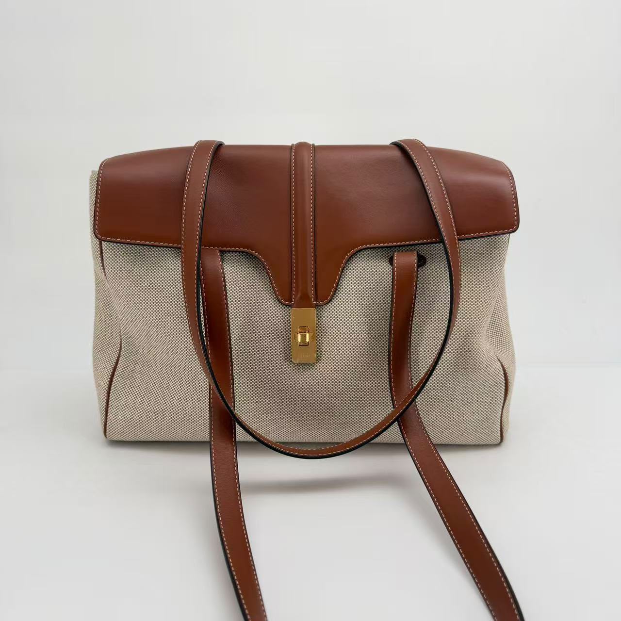 Celine Caramel Leather and Canvas Medium Soft 16 - SKU: LSCJ08260045